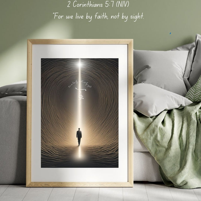 2 Corinthians 5:7 Wall Art | For We Live by Faith Not by Sight | Christian Inspirational Scripture Print | Motivational Faith - Based Decor - FORHERA DESIGN - Christian_Wallart