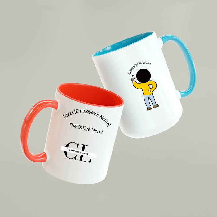 Custom Employee Comic Mug – Fun & Personalized Corporate Gift, unique workplace gift, team recognition, work anniversary gift