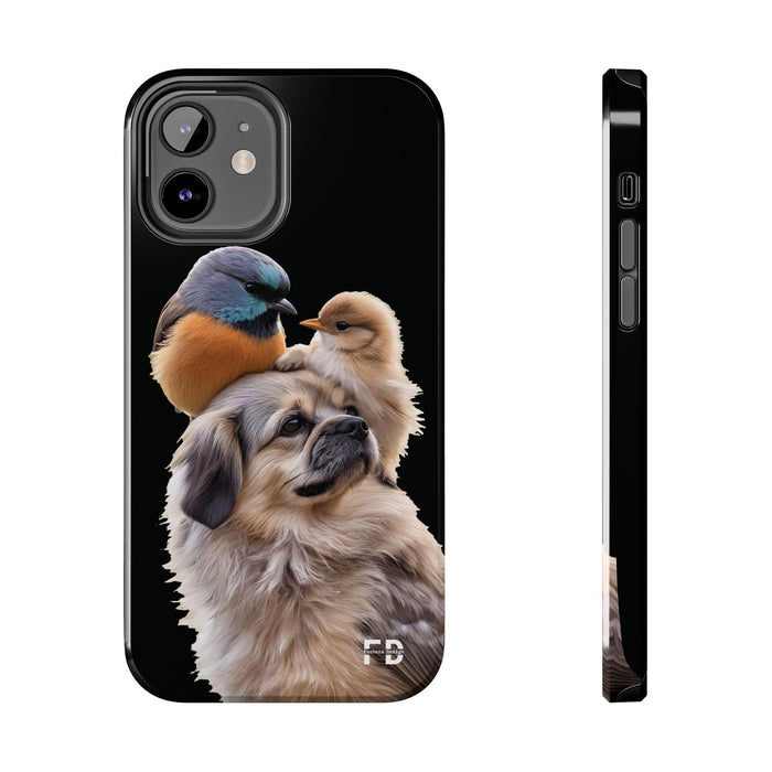 Small birds perched gently on Dog For Iphone or Google Phone case - FORHERA DESIGN - Phone Case