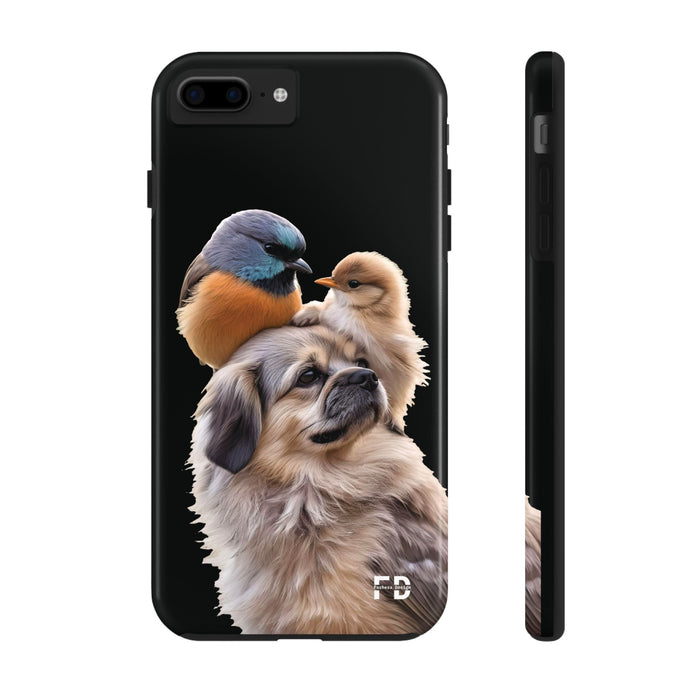 Small birds perched gently on Dog For Iphone or Google Phone case - FORHERA DESIGN - Phone Case