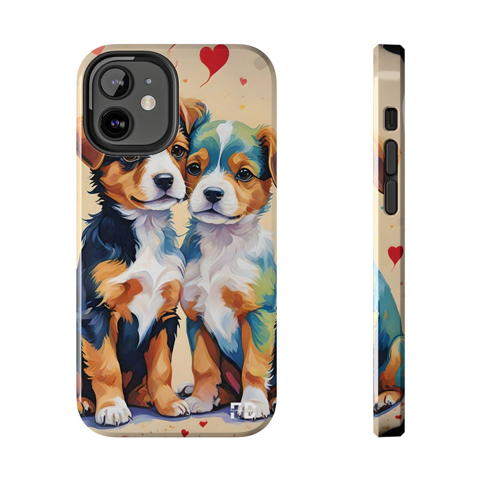 Two Cute Dogs Phone Case Resistant 2 - Piece for Iphone or Google - FORHERA DESIGN - Phone Case