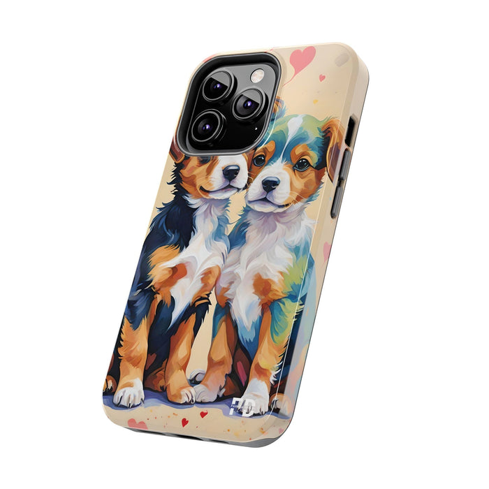 Two Cute Dogs Phone Case Resistant 2 - Piece for Iphone or Google - FORHERA DESIGN - Phone Case