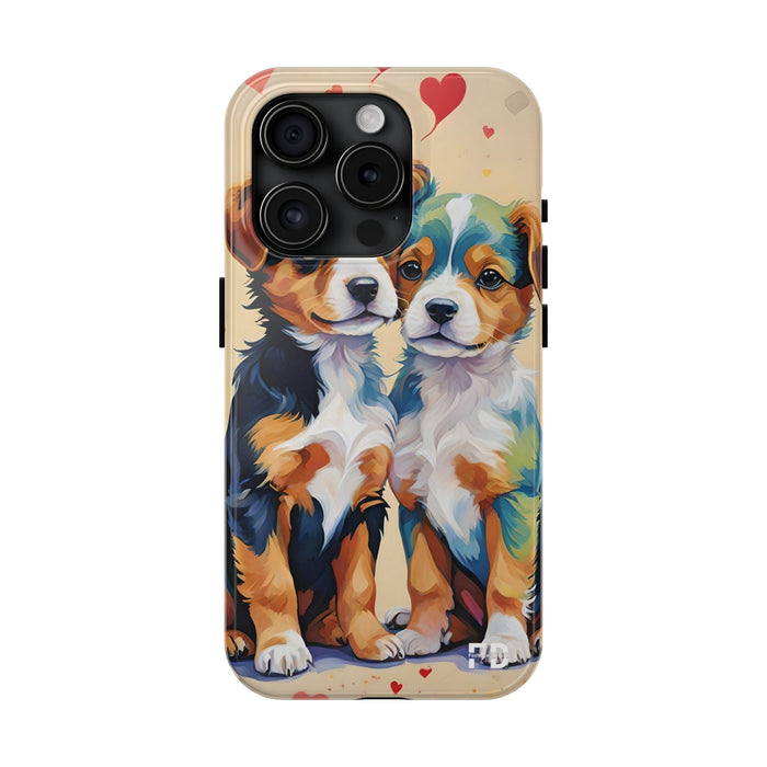 Two Cute Dogs Phone Case Resistant 2 - Piece for Iphone or Google - FORHERA DESIGN - Phone Case