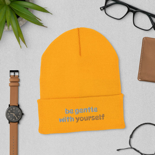 Be Gentle to Yourself Hat - Self - Care Embroidered Cap | Inspirational Gift for Mental Wellness, Uplifting Reminder for All, New gift idea - FORHERA DESIGN - Beanies