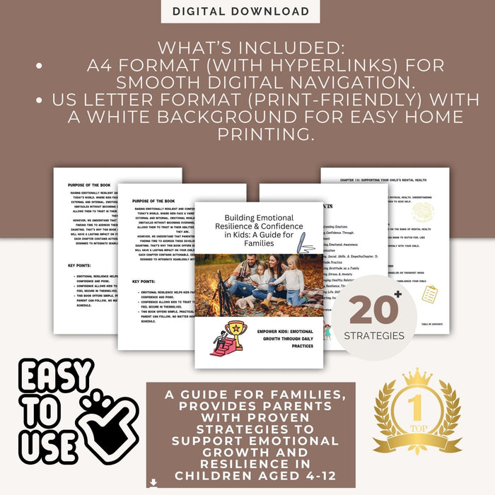 Building Emotional Resilience And Confidence in Kids: 10 - Chapter Family Guide + Printable Gratitude Journal & Emotion Charts - FORHERA DESIGN - DigitalPrint