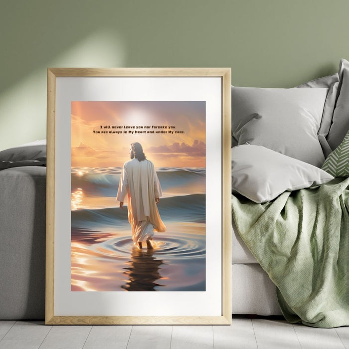 Christian Wall Art | "I Will Never Leave You" Bible Verse Print | Inspirational Faith Decor | High - Resolution Digital Christian Art - FORHERA DESIGN - Christian_Wallart