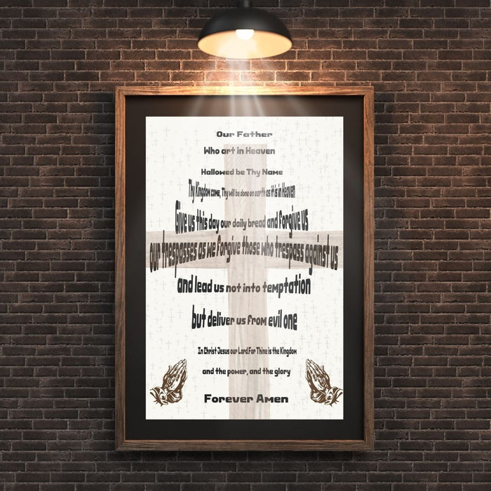 Christian Wall Art | Our Father Prayer in Cross Shape | High - Resolution Digital Download | Lord’s Prayer Scripture Decor | Printable Art - FORHERA DESIGN - Christian_Wallart