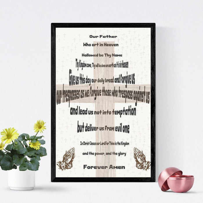 Christian Wall Art | Our Father Prayer in Cross Shape | High - Resolution Digital Download | Lord’s Prayer Scripture Decor | Printable Art - FORHERA DESIGN - Christian_Wallart