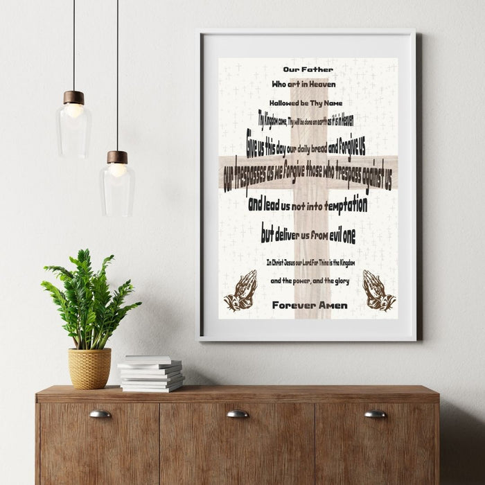 Christian Wall Art | Our Father Prayer in Cross Shape | High - Resolution Digital Download | Lord’s Prayer Scripture Decor | Printable Art - FORHERA DESIGN - Christian_Wallart