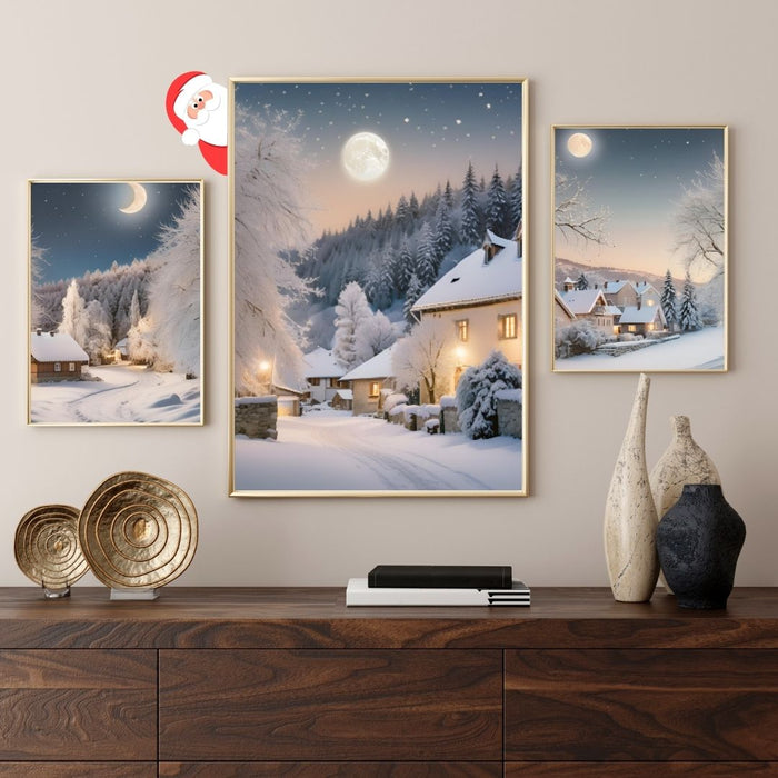 Christmas Village Light Art | Outdoor Snow Scene with Moonlight | Holiday Printable Decor | High - Resolution Download| Cozy Christmas Village - FORHERA DESIGN - Christmas_gifts