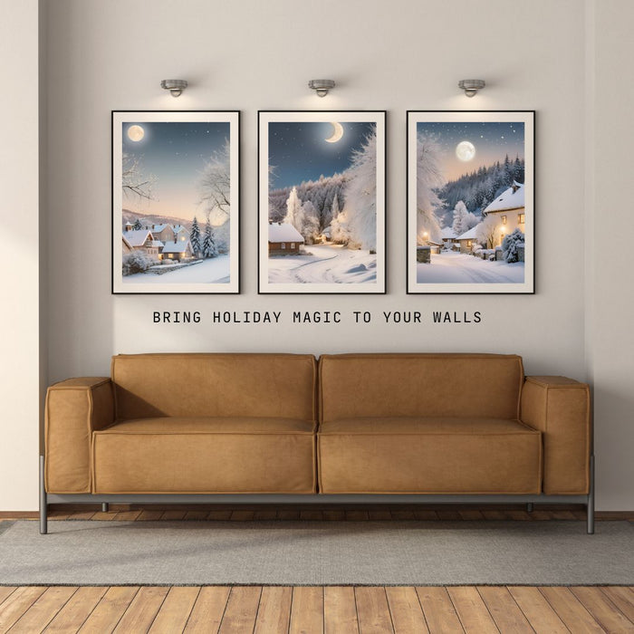 Christmas Village Light Art | Outdoor Snow Scene with Moonlight | Holiday Printable Decor | High - Resolution Download| Cozy Christmas Village - FORHERA DESIGN - Christmas_gifts