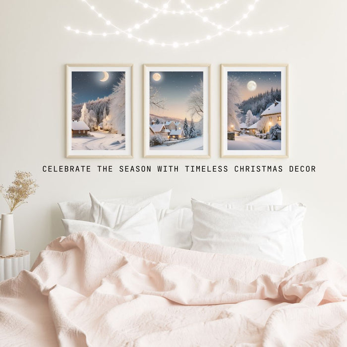 Christmas Village Light Art | Outdoor Snow Scene with Moonlight | Holiday Printable Decor | High - Resolution Download| Cozy Christmas Village - FORHERA DESIGN - Christmas_gifts