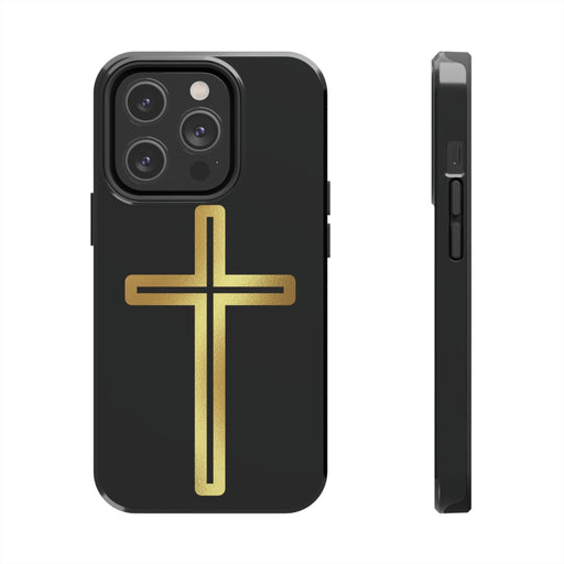 Clear Phone Case with Golden Cross | Minimalist Christian Phone Cover | Religious Gift for iPhone & Android | Faith Golden Cross Case - FORHERA DESIGN - Phone Case