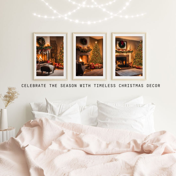 Cozy Fireplace Scene Art | Indoor Christmas Vibes | 3 Wall Decor Prints | High - Resolution Digital Download | Festive Holiday Designs - FORHERA DESIGN - Christmas_gifts