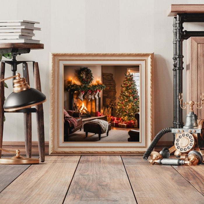 Cozy Fireplace Scene Art | Indoor Christmas Vibes | 3 Wall Decor Prints | High - Resolution Digital Download | Festive Holiday Designs - FORHERA DESIGN - Christmas_gifts