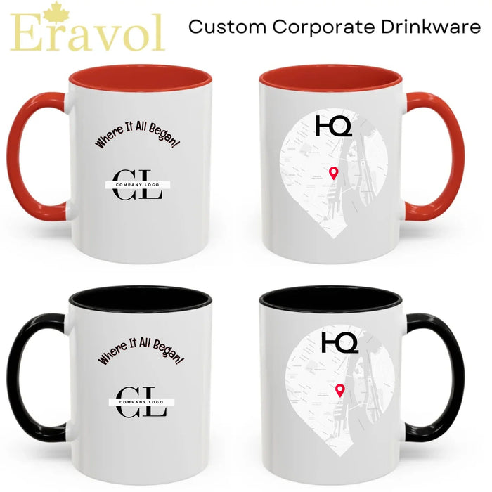 Custom HQ Map Mug – Personalized Business Location Coffee Mug | Corporate Office Branding Gift | 11oz & 15oz Premium Ceramic Cup - Eravol - Mug