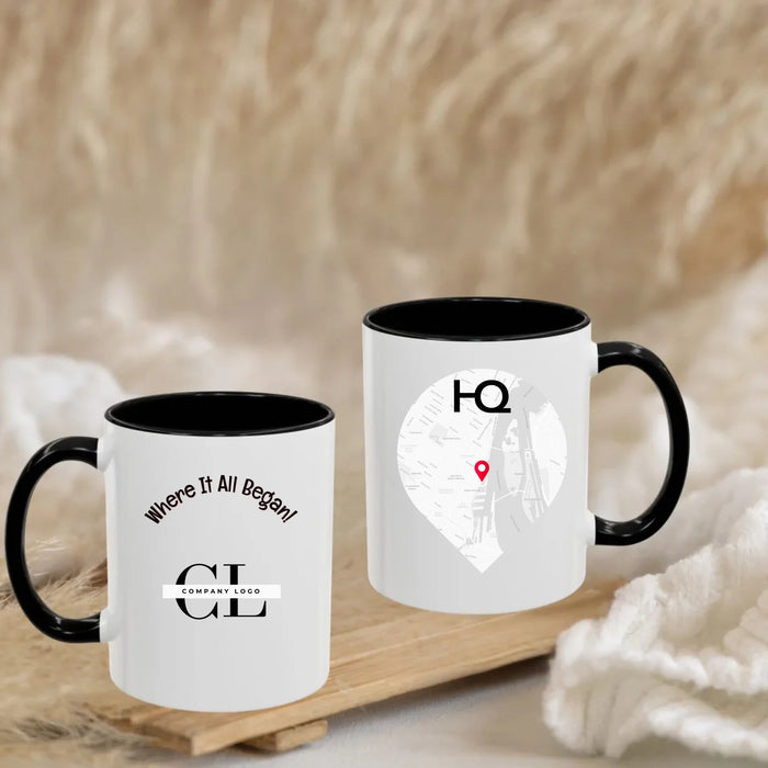 Custom HQ Map Mug – Personalized Business Location Coffee Mug | Corporate Office Branding Gift | 11oz & 15oz Premium Ceramic Cup - Eravol - Mug