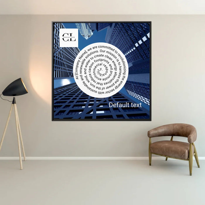 Custom Square Corporate Artwork – Personalized Spiral Text & Logo Design, Premium Matte Canvas - Eravol - Customizer