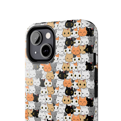 Cute Cat Face Pattern Phone Case | Adorable Cat Lover Gift | Clear TPU Case for iPhone & Android | Stylish Pet - Themed Cover - FORHERA DESIGN - Phone Case