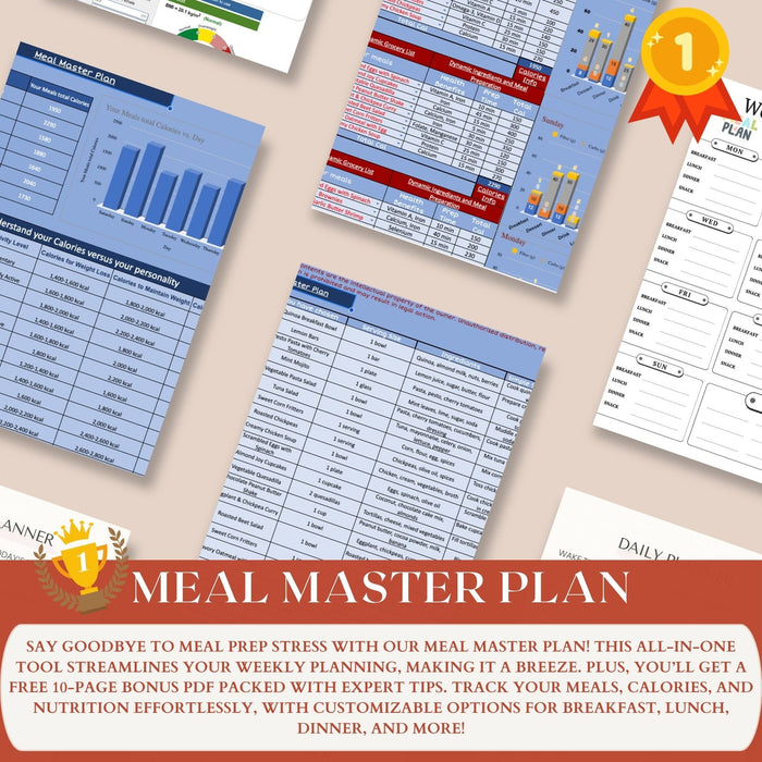 Digital Meal Planner with 688 Recipes | Weekly Meal Prep | Family & Healthy Meals | Grocery List & Recipe Guide | PDF Bonus Included - FORHERA DESIGN - DigitalPrint