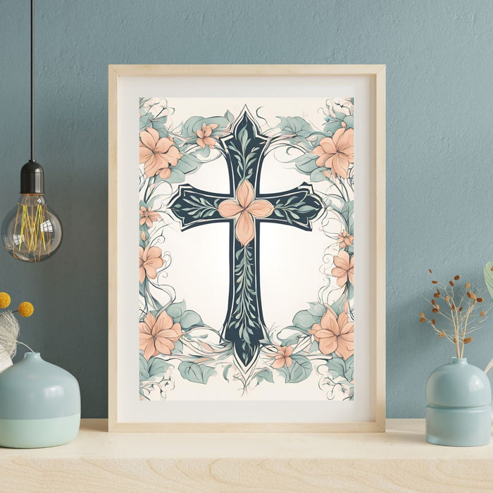 Elegant Cross Wall Art Set of 3 | Minimalist Christian Decor | Printable Art | Modern Faith Decor | Digital Download - FORHERA DESIGN - Christian_Wallart