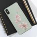 Elegant Pink Magnolia Tough Phone Case | White & Sage Green Background | Floral Protective Case for iPhone & Samsung - FORHERA DESIGN - Phone Case