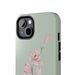 Elegant Pink Magnolia Tough Phone Case | White & Sage Green Background | Floral Protective Case for iPhone & Samsung - FORHERA DESIGN - Phone Case