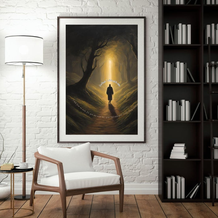 "Even Though I Walk Through the Darkest Valley" | Inspirational Christian Wall Art | High - Resolution Faith Decor | Psalm 23 Art Print - FORHERA DESIGN - Christian_Wallart