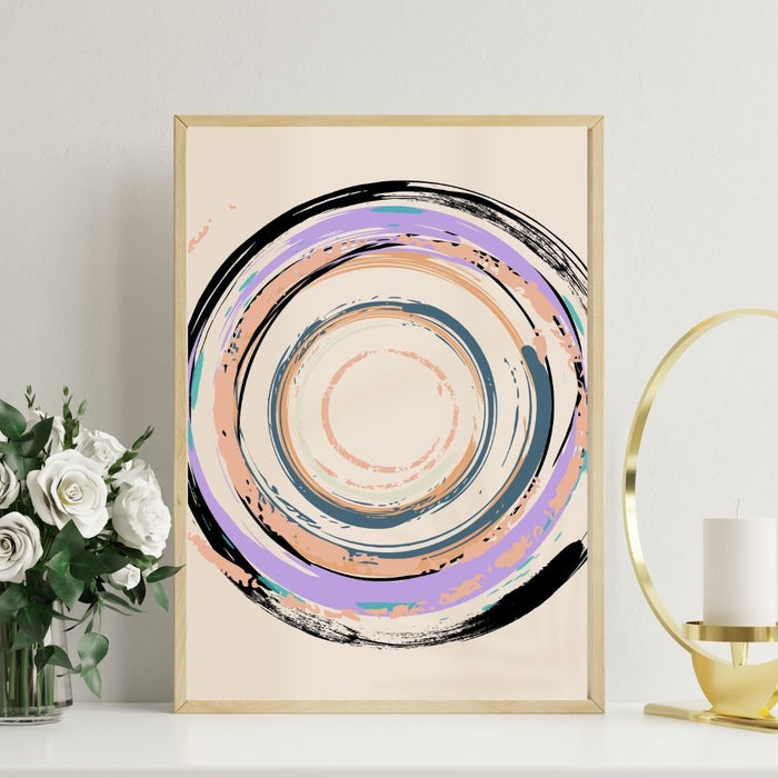 Fading Circle and Square Wall Art Set of 2, Geometric Abstract Prints, Minimalist Home Decor, Neutral Color Wall Art, Modern Boho Art - FORHERA DESIGN - Art_Boho