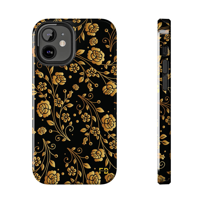 FD Goldeb Flowers Case, Impact Resistant Phone Cover, Lightweight Phone Accessories, iPhone Samsung Protective Shell - FORHERA DESIGN - Phone Case