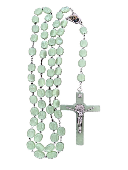 Fluorescent green rosary cross necklace wall or door hanging grow in dark - FORHERA DESIGN - coptics