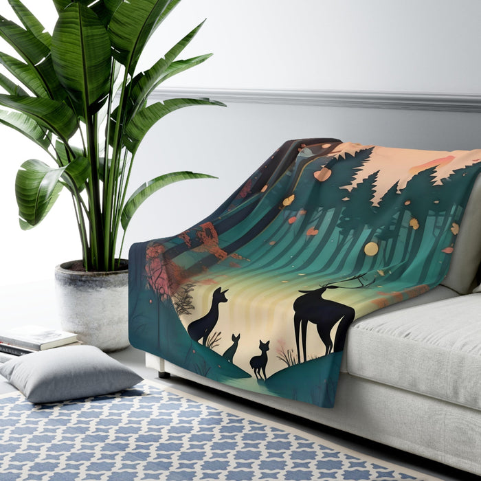 Forest Sofa Blanket Sherpa Fleece Blanket - FORHERA DESIGN - Home Decor