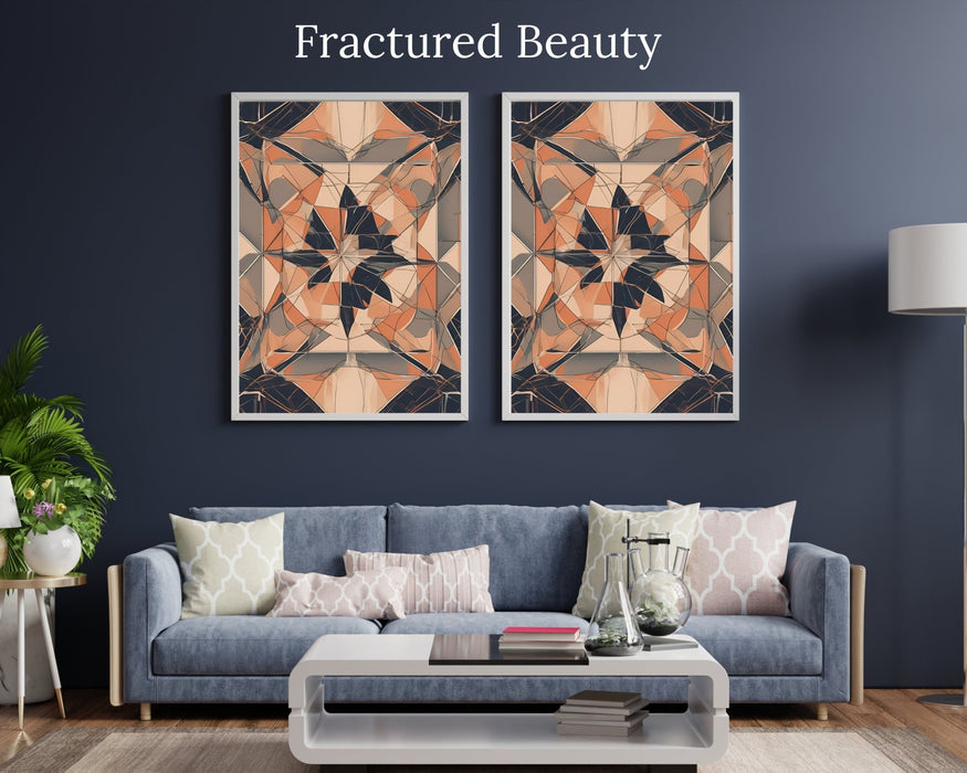 Fractured Beauty | Minimalistic Art | Geometric Design | Digital Download | Neutral Wall Art | Calmful Minimal Line Art | Broken Glass Art - FORHERA DESIGN - Art_Minimalist