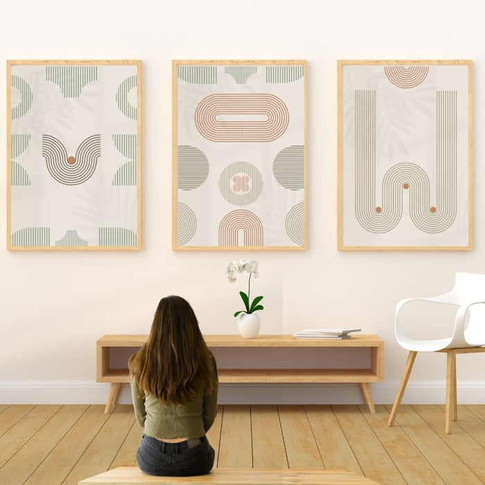 Geometric Modern Wall Art Set, Midcentury Boho Digital Prints,Abstract Minimalist Art,Printable Art for Living Room, Contemporary Home Decor - FORHERA DESIGN - Art_Boho