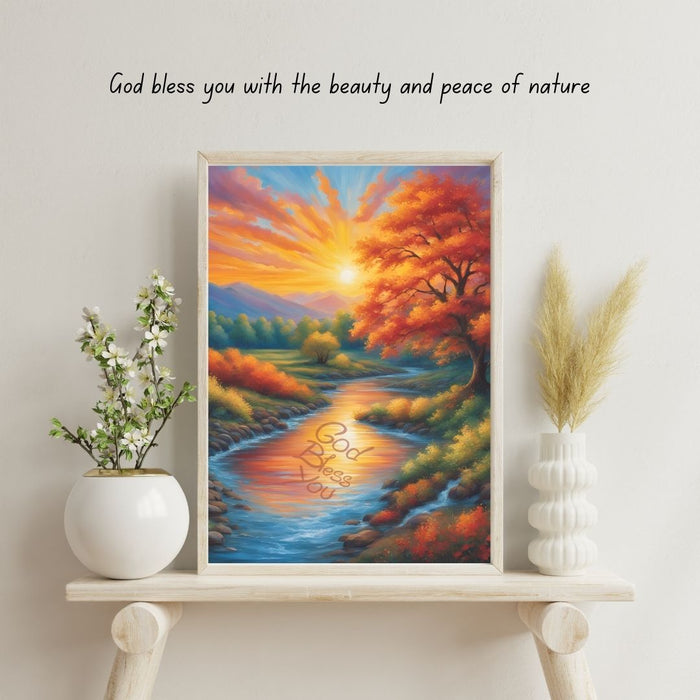 God Bless You with Nature's Beauty and Peace | Christian Nature Wall Art | Inspirational Digital Print | Faith - Based Decor - FORHERA DESIGN - Christian_Wallart