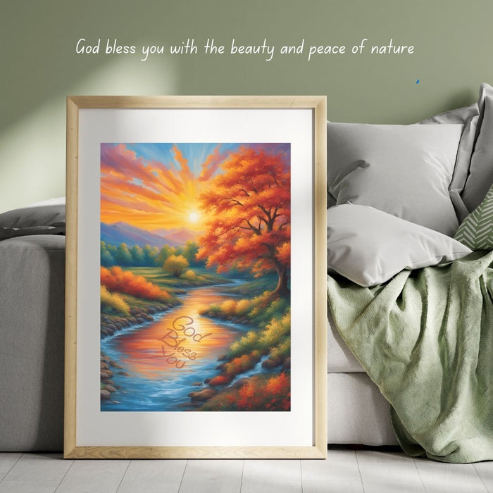 God Bless You with Nature's Beauty and Peace | Christian Nature Wall Art | Inspirational Digital Print | Faith - Based Decor - FORHERA DESIGN - Christian_Wallart