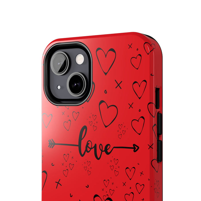 Hearts And Love Phone Case | Red Background Heart Design | Romantic & Stylish Phone Cover | Perfect Gift for Lovers - FORHERA DESIGN - Phone Case