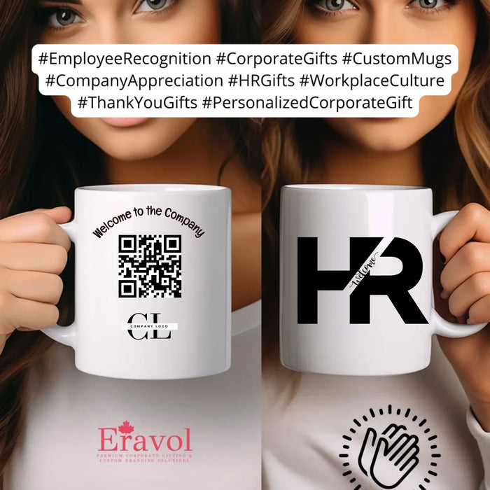 HR Custom Mug with QR Code – Personalized Employee Recognition & Corporate Gift | HR Department Branding | 11oz & 15oz Premium Ceramic Mug - Eravol - mug