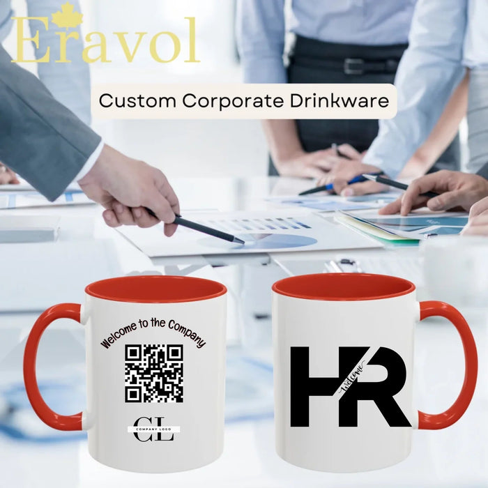 HR Custom Mug with QR Code – Personalized Employee Recognition & Corporate Gift | HR Department Branding | 11oz & 15oz Premium Ceramic Mug - Eravol - mug