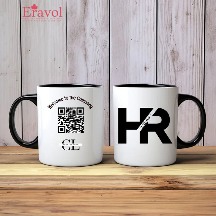 HR Custom Mug with QR Code – Personalized Employee Recognition & Corporate Gift | HR Department Branding | 11oz & 15oz Premium Ceramic Mug - Eravol - mug