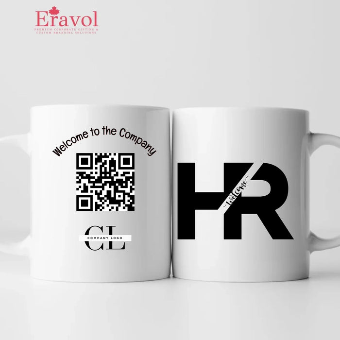 HR Custom Mug with QR Code – Personalized Employee Recognition & Corporate Gift | HR Department Branding | 11oz & 15oz Premium Ceramic Mug - Eravol - mug