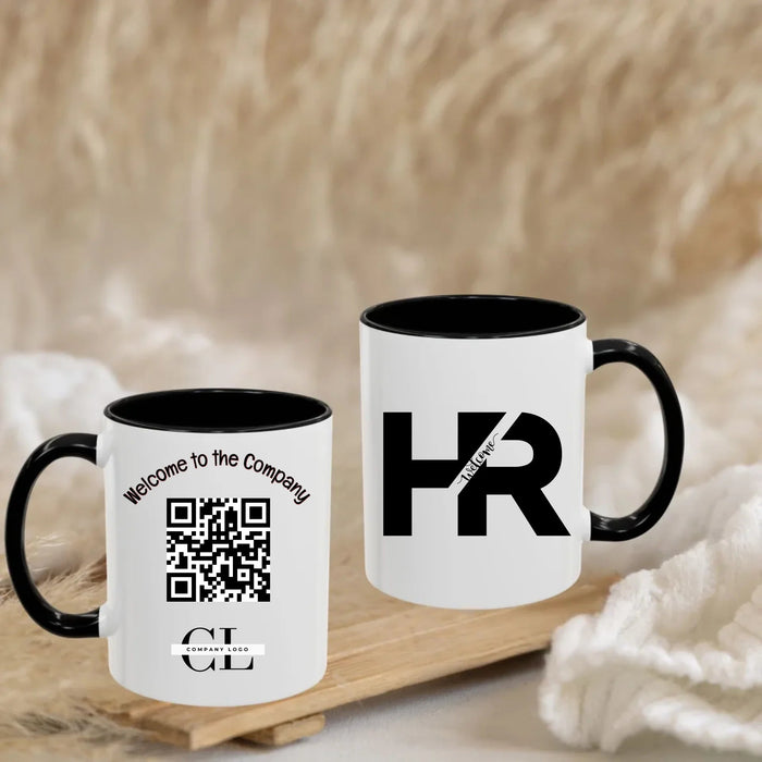 HR Custom Mug with QR Code – Personalized Employee Recognition & Corporate Gift | HR Department Branding | 11oz & 15oz Premium Ceramic Mug - Eravol - mug