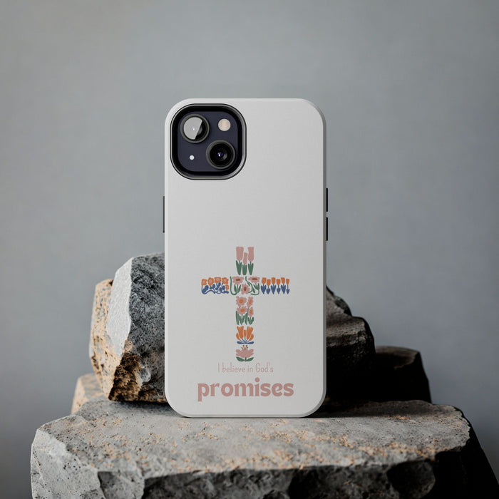 I Believe in God's Promises Phone Case | Christian Inspirational Design | Faithful Phone Cover | White Phone Case Gift for Strength & Hope - FORHERA DESIGN - Phone Case