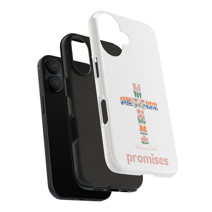 I Believe in God's Promises Phone Case | Christian Inspirational Design | Faithful Phone Cover | White Phone Case Gift for Strength & Hope - FORHERA DESIGN - Phone Case