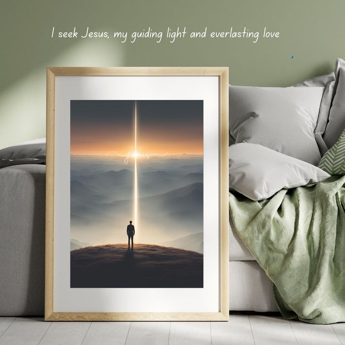 I Seek Jesus My Guiding Light | Christian Inspirational Wall Art | Jesus Love Digital Print | Faith - Based Home Decor - FORHERA DESIGN - Christian_Wallart