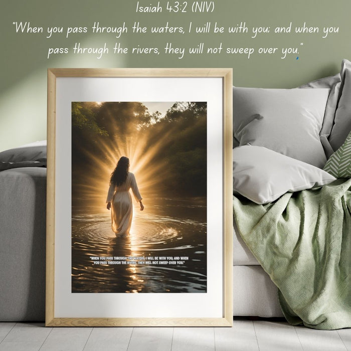 Isaiah 43:2 Wall Art | When You Pass Through Waters, I Will Be with You | Christian Inspirational Digital Print | Faith - Based Decor - FORHERA DESIGN - Christian_Wallart