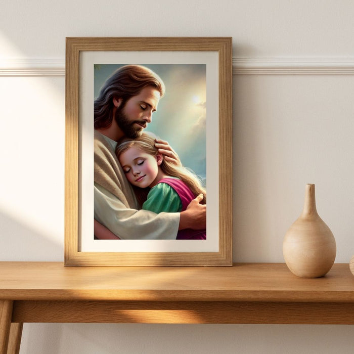 Jesus Holding a Child | Christian Wall Art | Comforting Faith Decor | High - Resolution Inspirational Art Print for Home or Nursery - FORHERA DESIGN - Christian_Wallart