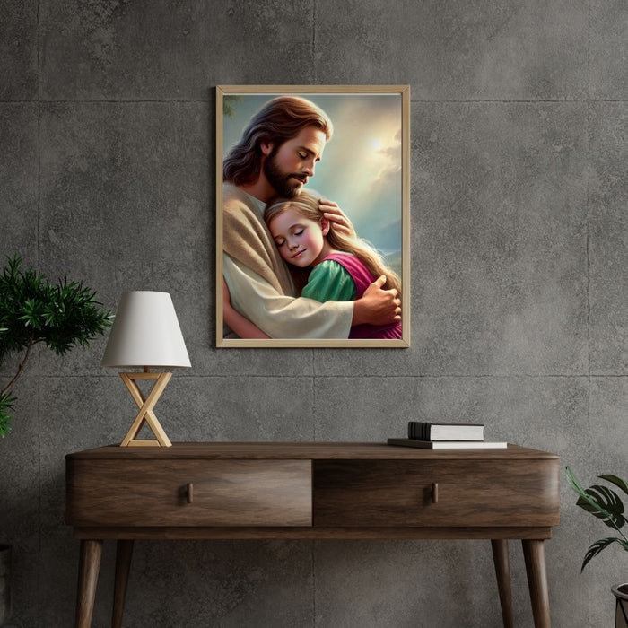 Jesus Holding a Child | Christian Wall Art | Comforting Faith Decor | High - Resolution Inspirational Art Print for Home or Nursery - FORHERA DESIGN - Christian_Wallart