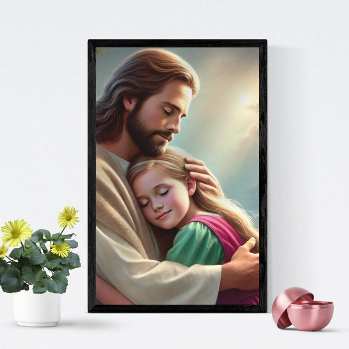 Jesus Holding a Child | Christian Wall Art | Comforting Faith Decor | High - Resolution Inspirational Art Print for Home or Nursery - FORHERA DESIGN - Christian_Wallart