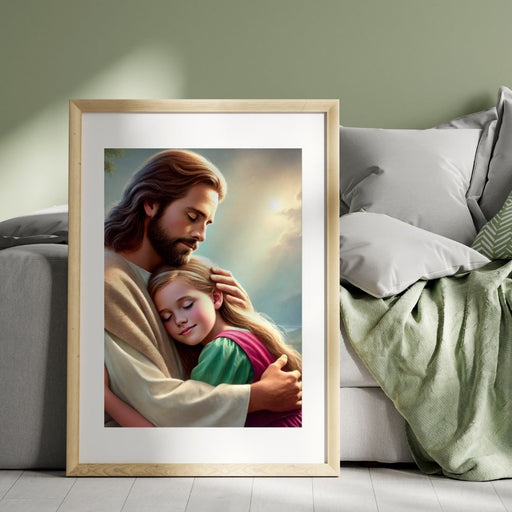 Jesus Holding a Child | Christian Wall Art | Comforting Faith Decor | High - Resolution Inspirational Art Print for Home or Nursery - FORHERA DESIGN - Christian_Wallart